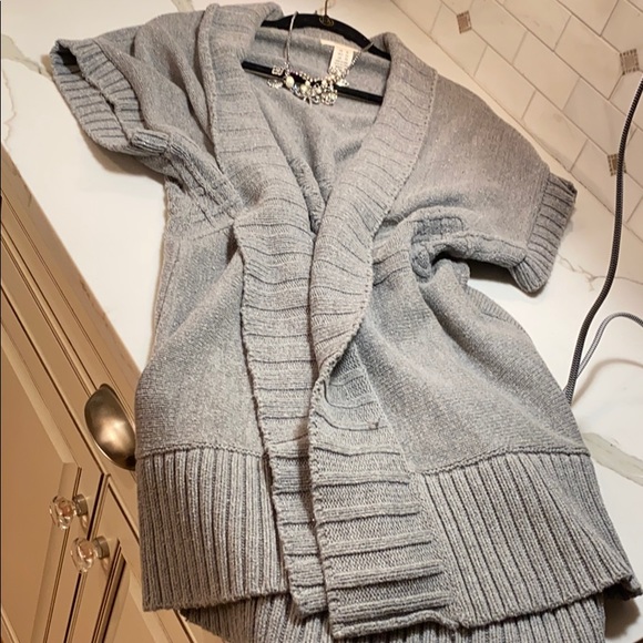 DKNY JEANS GREY SPARKLE LONG SWEATER COVER - Picture 6 of 7